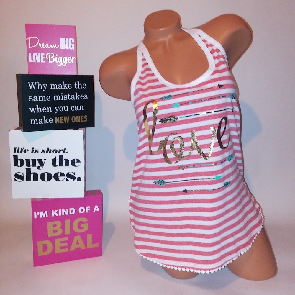 No Boundaries Red and White Striped Tank Top